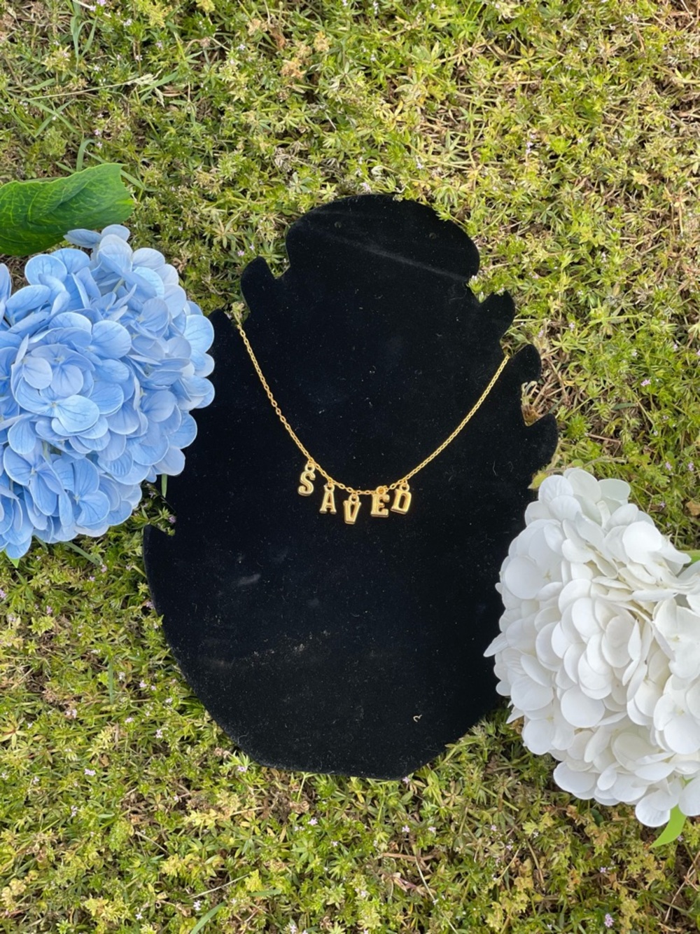 Gold Letter SAVED Pendant Necklace